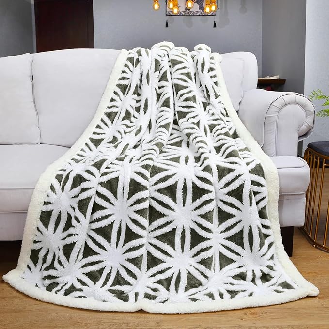 LOMAO Sherpa Fleece Blanket Fuzzy Soft Throw Blanket Dual Sided Blanket for Couch Sofa Bed (Dark Olive, 60''x80'')