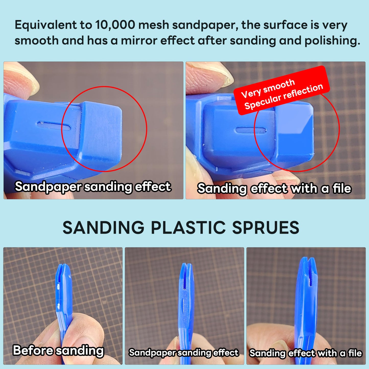 stedi Hobby Model Polishing Tools 4 PCS, Ultimate Precision Files #10000 Grit Glass Mirror Grinding Tools for Plastic Gundam Models, Wood, Resin-Base Parts.