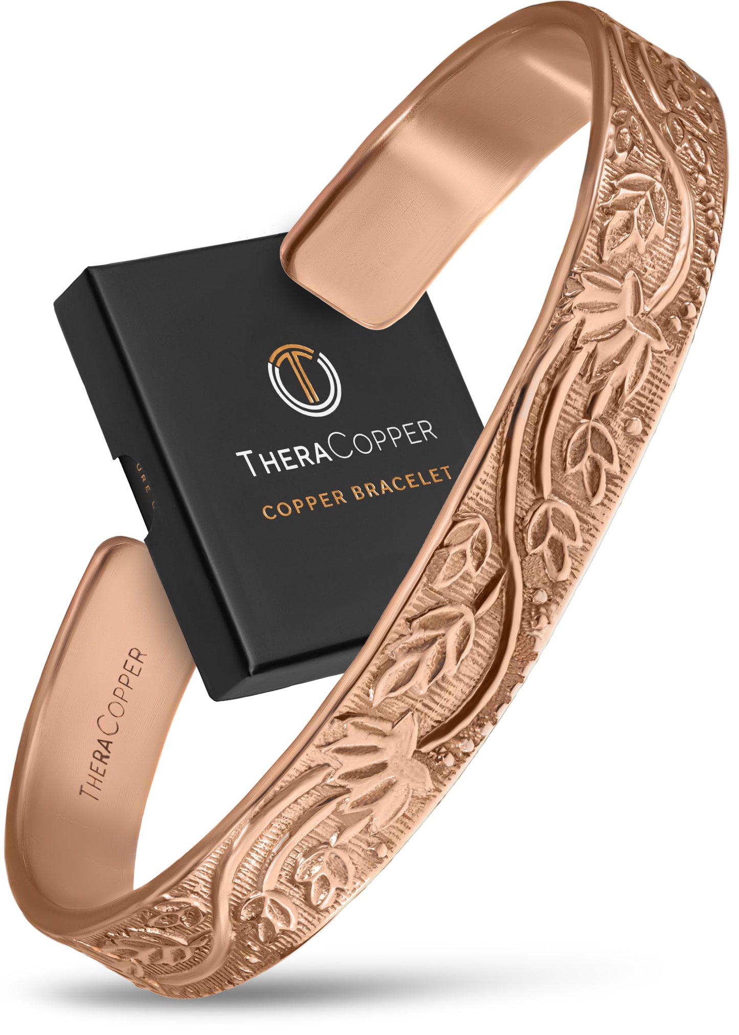 TheraCopper Copper Bracelet for Women — 100% Pure Copper Jewelry for Women — Raw, Solid & Uncoated Authentic Handmade Tibetan Bracelet Cuff Bangles Or Bangle Bracelets (Floral)