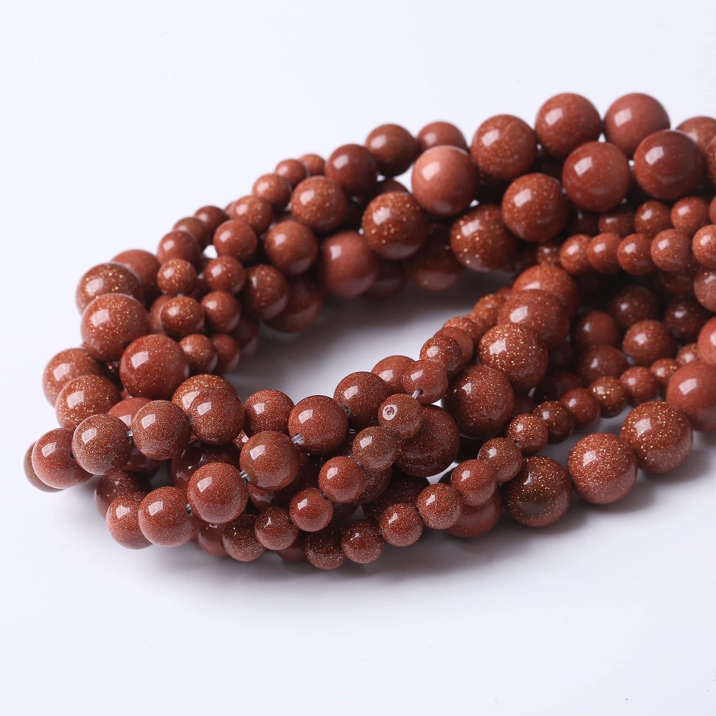 10MM Gold Sand Stone Round Loose Beads Natural Gem Beads Crystal Energy Stone Beads for Jewelry Making DIY Bracelet Necklace