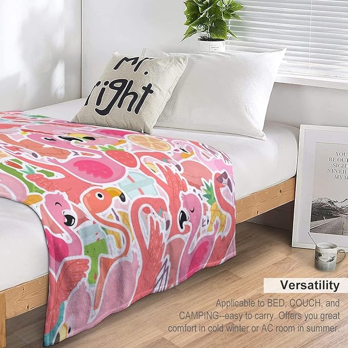 Flamingo Blanket Gifts - 50 x 60 Inches Funny Flamingo Throw for Teens - Pink Fluffy Warm Cozy Blankets for Sofa