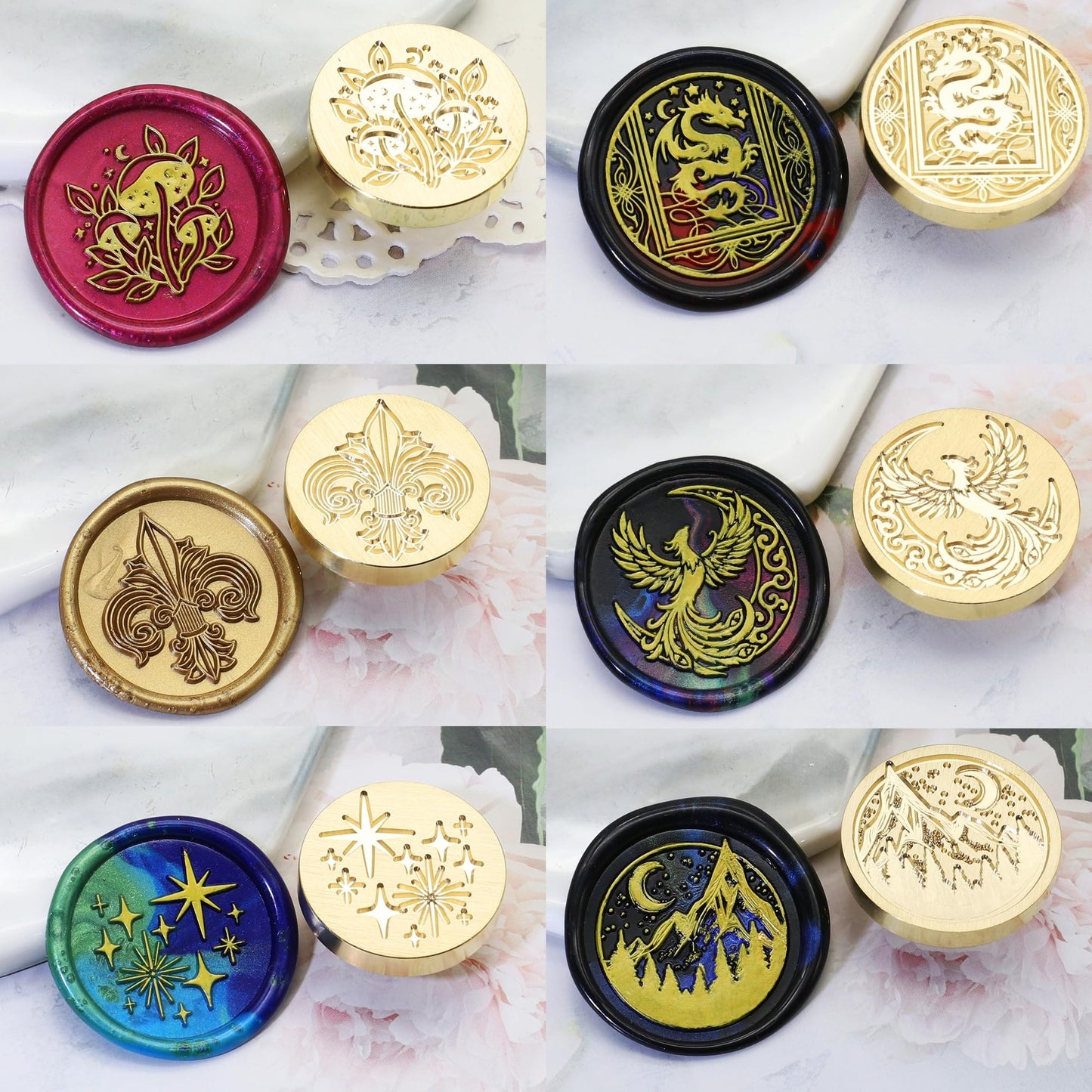 SWANGSA Starry Wax Seal Stamp Kit with 450pcs Sealing Wax Beads, 2 Pens and Spoon for Wedding, Invitations, Cards, Envelope, Christmas
