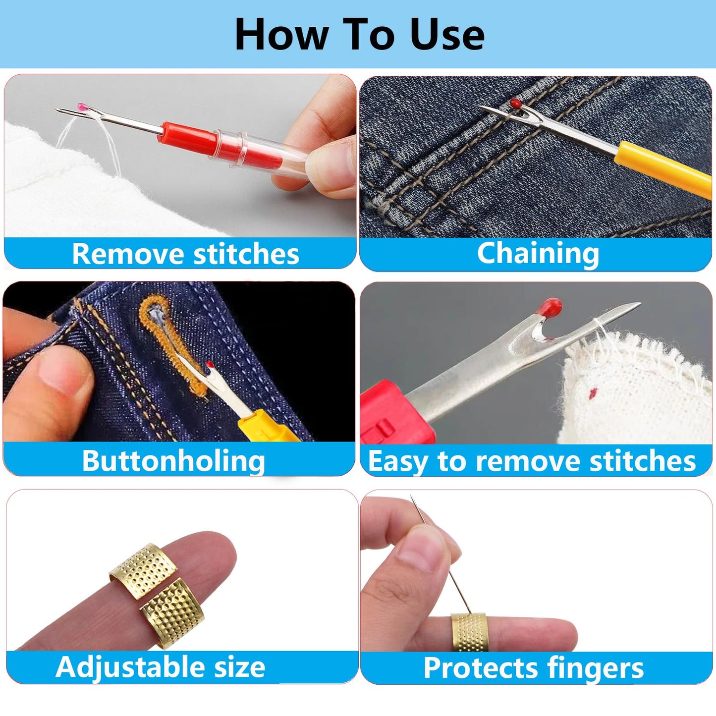 84PCS Sewing Kit 5 Size Big Eye Stainless Steel Needles for Hand Sewing Needle and Thread Kit with Threaders, Bobbins,Thimbles,Seam Rippers Accessories and Supplies Tools for Adults Beginners