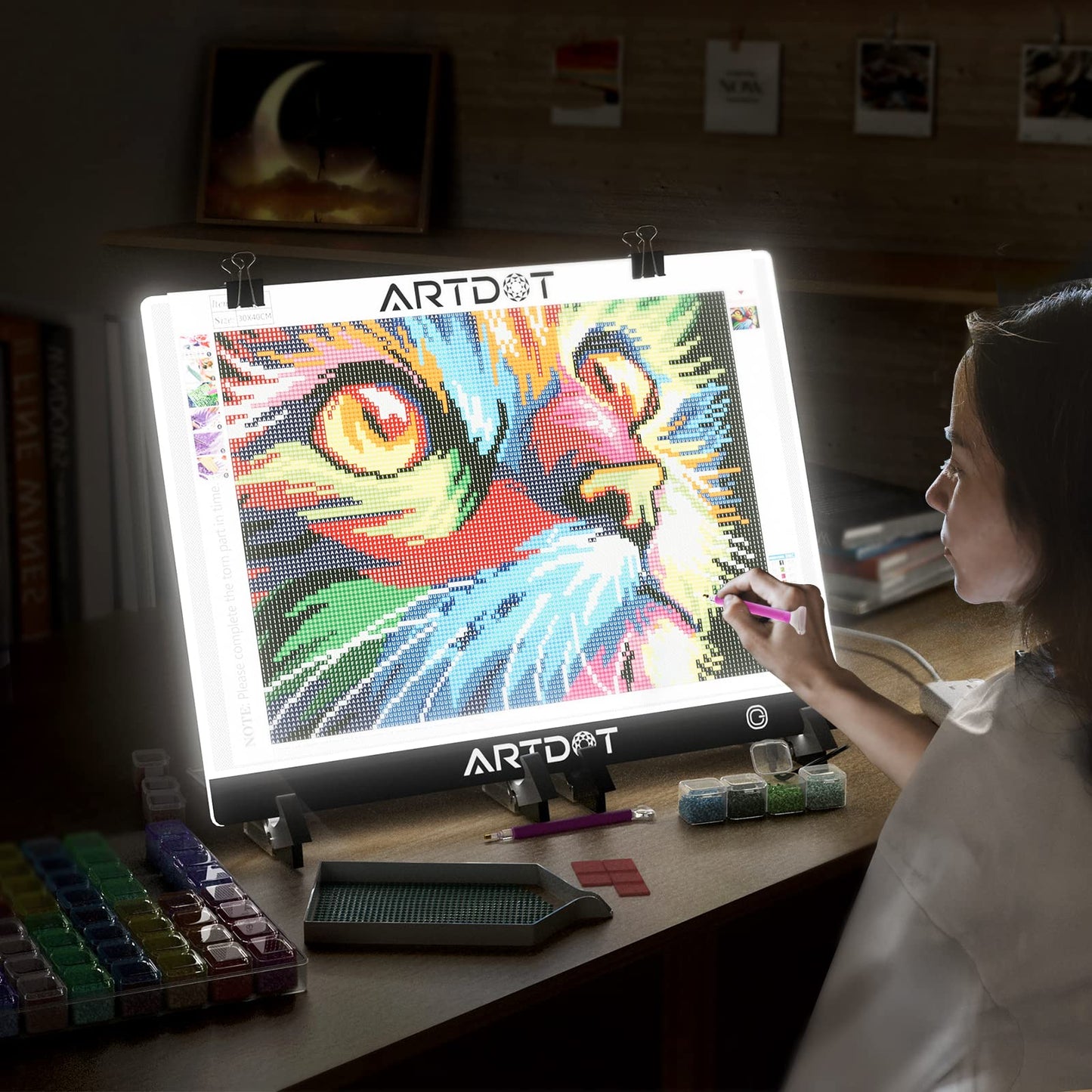 ARTDOT A3 LED Light Pad for Diamond Art Kits for Adults, USB Powered Light Board Kit, Adjustable Brightness with Diamond Painting Tools Detachable Stand and Clips