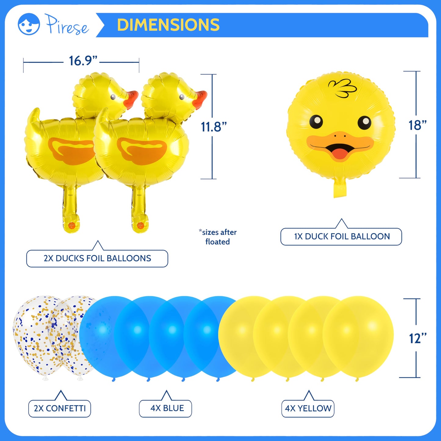 Pirese Rubber Duck Birthday Decorations Kit, Duck Birthday Banner with Balloons, Pre-Strung Duck Party Decorations for Kids, One Lucky Duck Theme