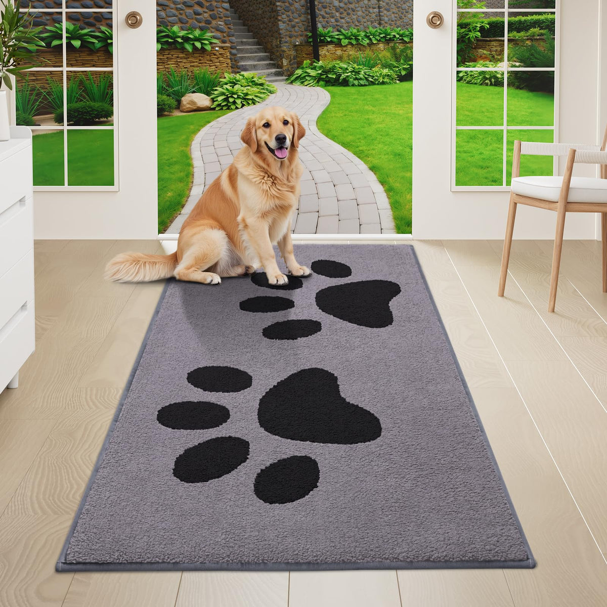 Buganda Dog Door Mat for Muddy Paws 47x24, Absorbent Doormat for Inside