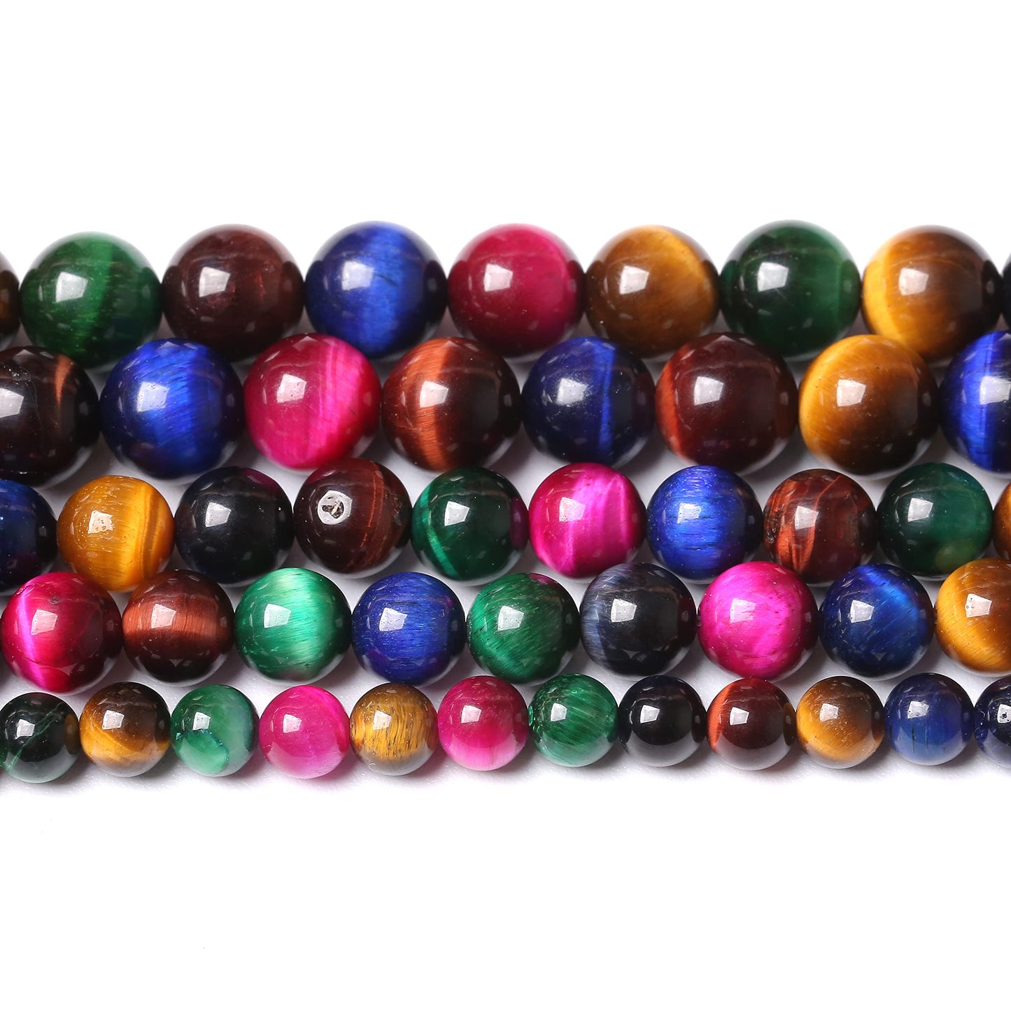 60pcs 6mm AAA Natural Colorful Tiger Eye Stone Beads Gemstone Round Spacer Loose Beads for Jewelry Making DIY Bracelet Necklace