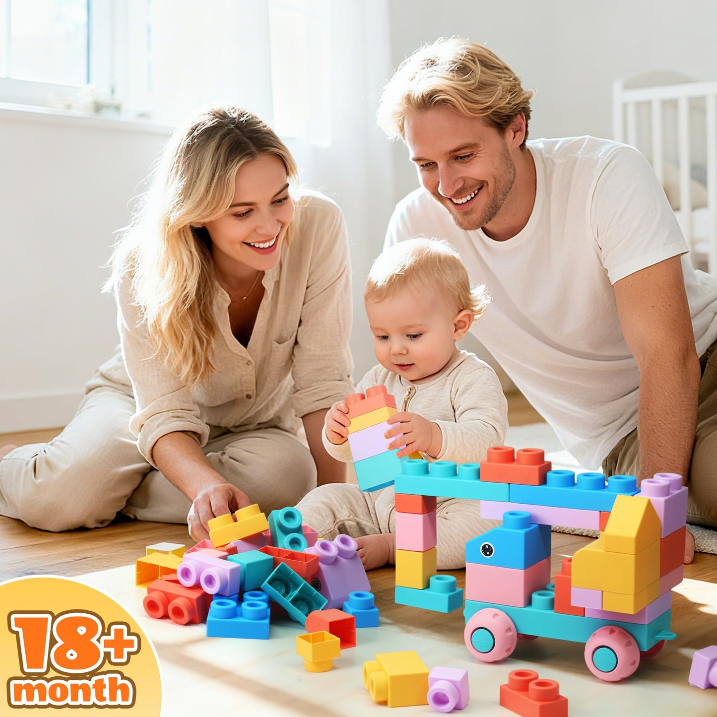 ZZXYPX 45pcs Soft Building Blocks for Toddlers - BPA-Free STEM Educational Toys Ages 18+ Months, Safe Preschool Learning Blocks for Creativity and Motor Skills Development