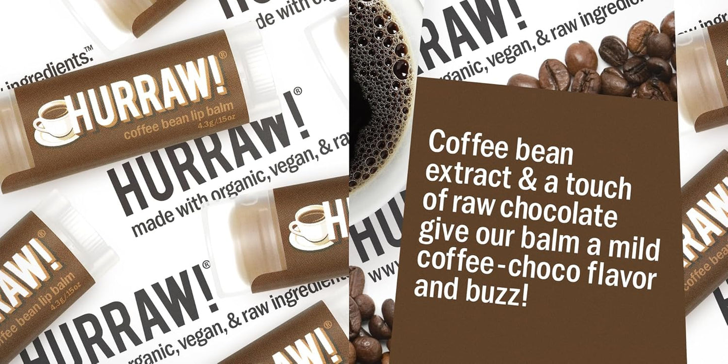 Hurraw! Chai Spice, Green Tea, Coffee Bean Lip Balms, 3 Pack Bundle: Organic, Certified Vegan, Cruelty and Gluten Free. Non-GMO, 100% Natural Ingredients. Bee, Shea, Soy and Palm Free. Made in USA