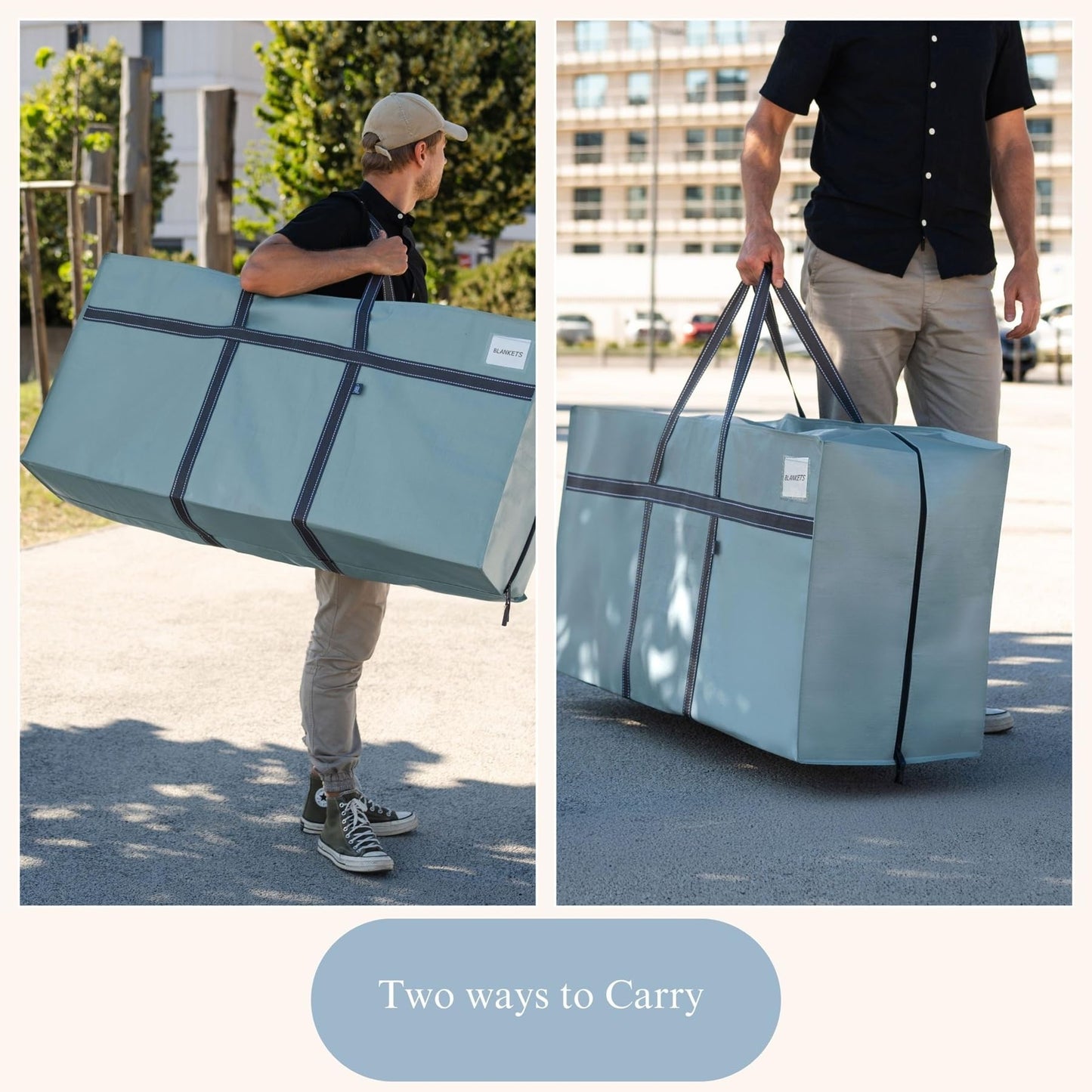VENO 2 Pack Extra Large Moving Bags, Heavy Duty Storage, Moving Boxes, Large Storage Bins with Lids Alternative for College, Christmas Tree, Packing Supplies Essentials (Light Blue Matte, 2 Pack)
