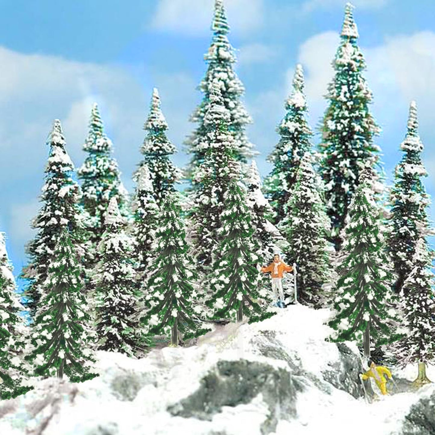 Warmtree 22PCS Mixed Scale Model Trees, Mini Snow Pine Model Trees 2-6 Inch, for Diorama Supplies Christmas Accessories Miniature Christmas Trees Micro Train Landscape Railway Sand Table