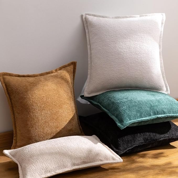 Mustard Yellow Decorative Throw Pillow Covers 12x20 Inch Set of 2 Cozy Soild Chenille Cushion Cases Soft Textured Lumbar Couch Pillows Cover Boho Accent Farmhouse Pillowcases for Bed