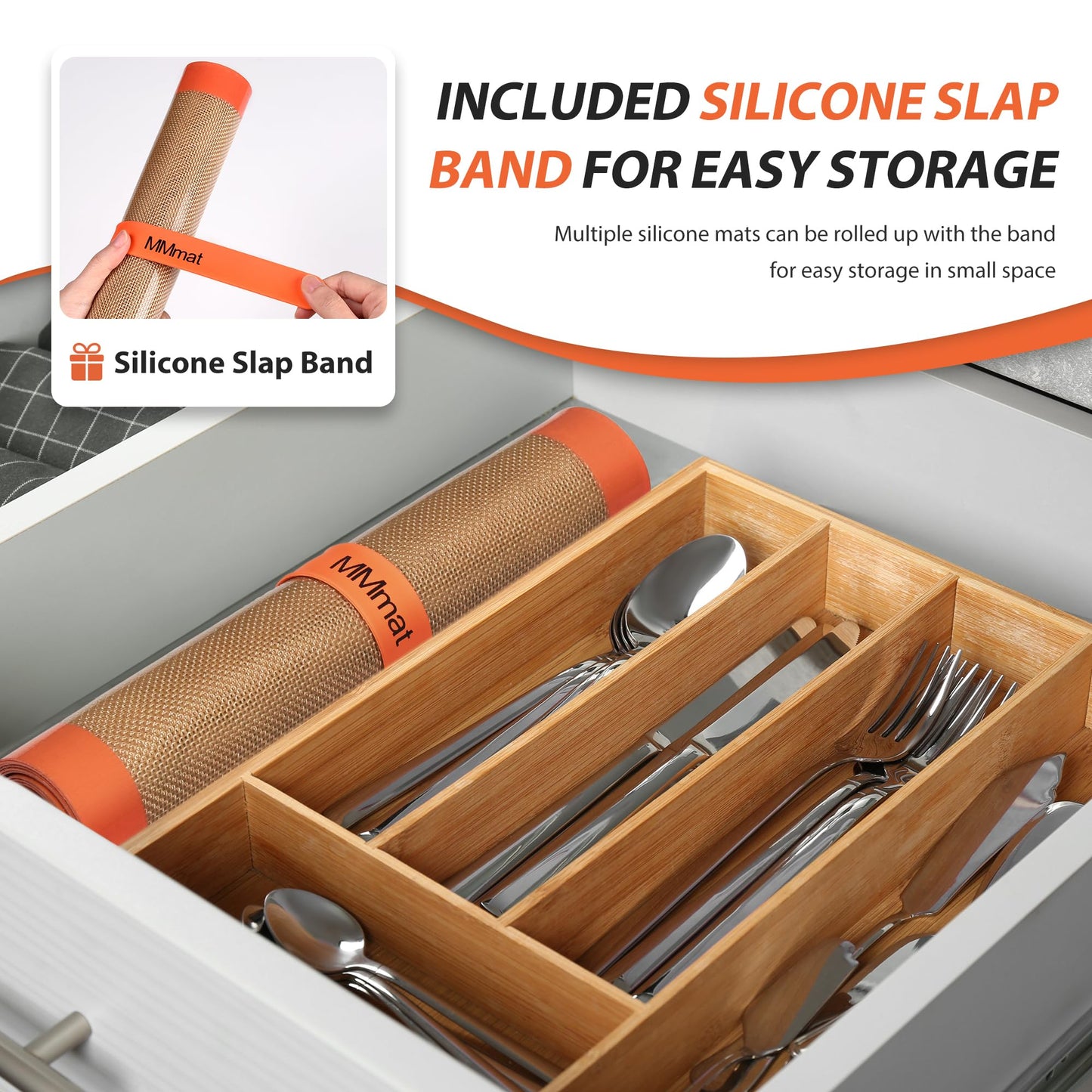 MMmat Silicone Baking Mats - Best German Silicone, Non Slip Baking Sheet, Non Stick Reusable Silicone Mats For Baking, Food Grade Oven Liner, Counter Mat, Set of 6