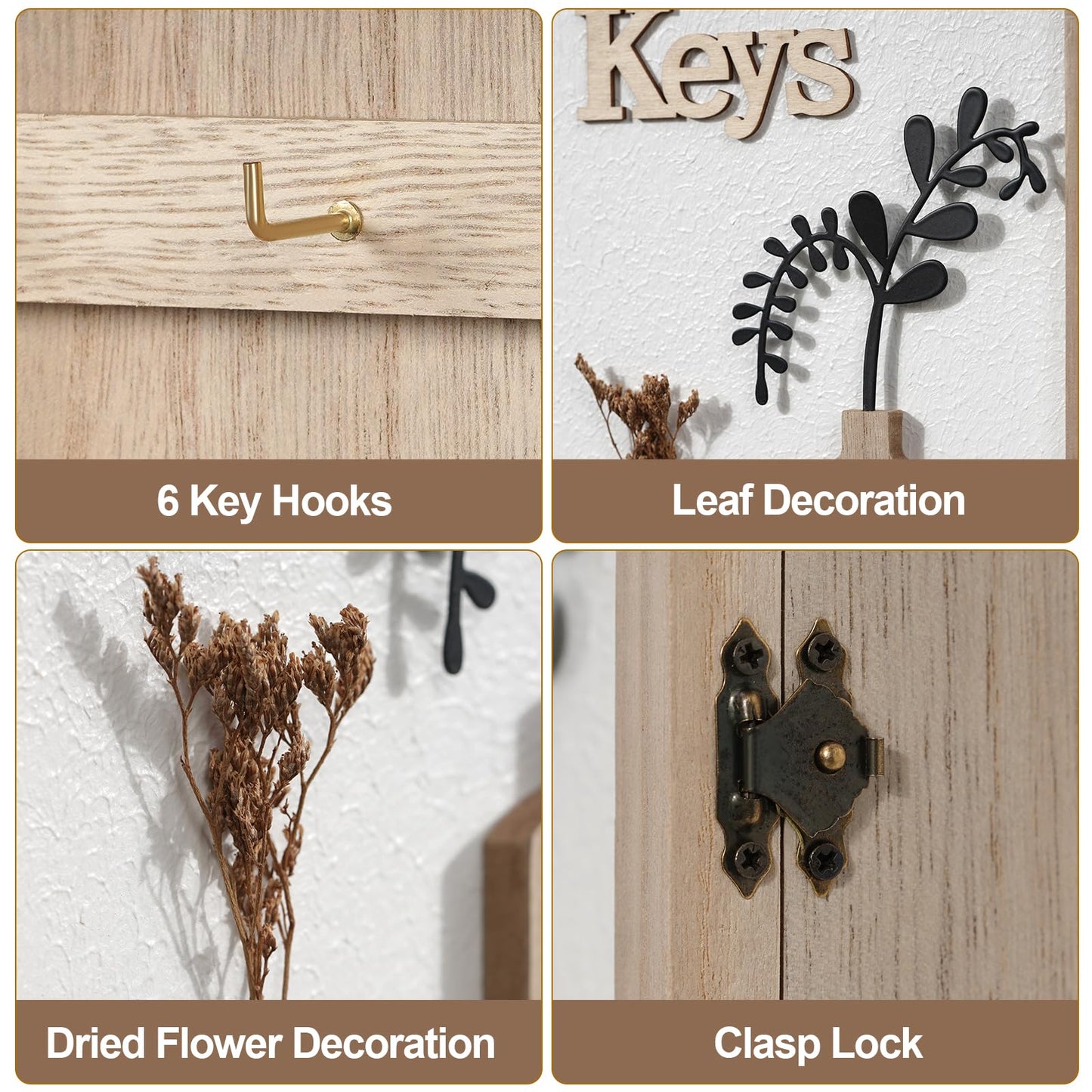 AHUONEL Key Holder Wall Mount Key Holder for Wall, Rustic Vase Key Hooks for Wall Key Hanger with 6 Hooks, Key Storage Box Key Cabinet Key Organizer Key Rack for Home Decor Office Entryway Gift