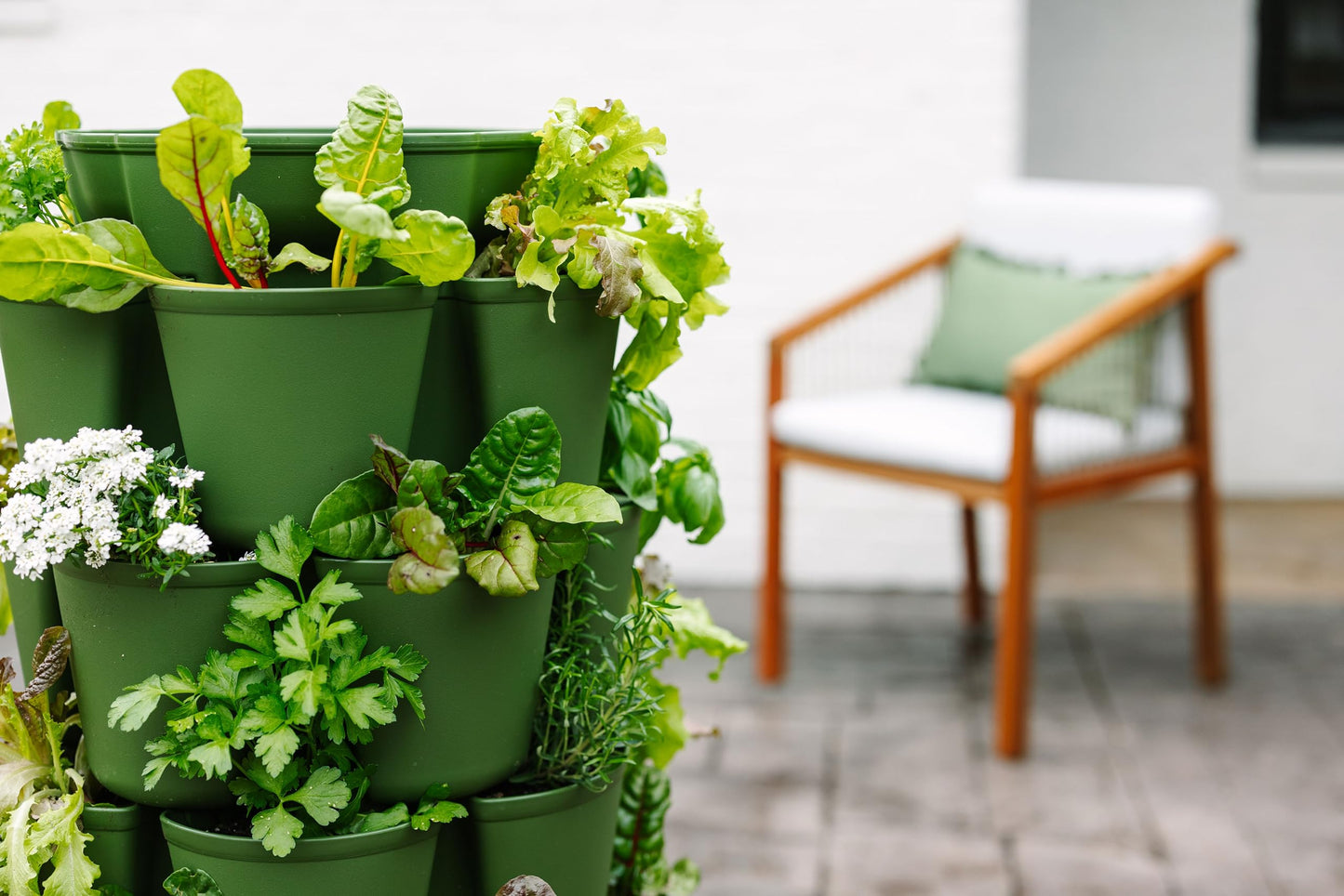 Greenstalk 7 Tier Leaf Vertical Planter for Growing a Variety of Strawberries, Vegetables, Herbs, & Flowers (Evergreen)