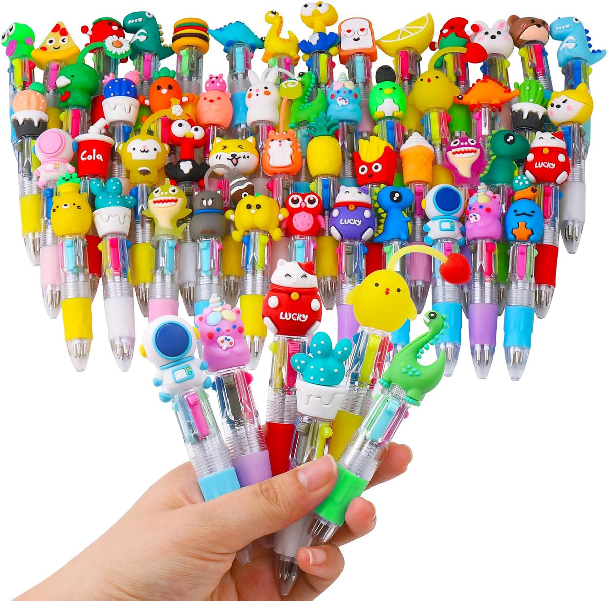 50Pcs Mini Multicolor Pens in One 4-in-1 Cute Pens Bulk for Kids, Ballpoint Pen for Birthdays and Children's Parties, Fun Pen Gifts Assorted Ink Kawaii Pen