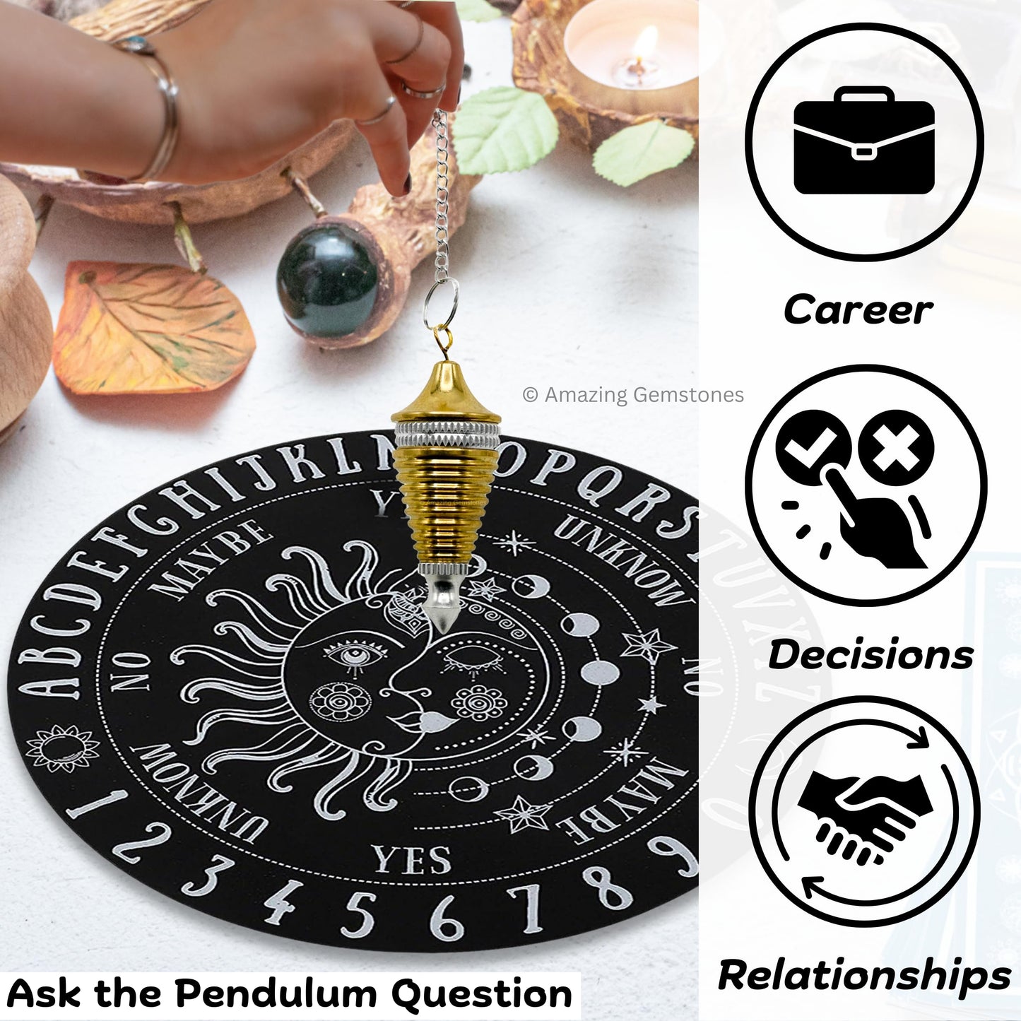 Amazing Gemstone Healing Metal Pendulums for Divination, Gold Gear Plate Hard Coil Steel Copper Pendulum High Energy Pendulo de Bronce Pendulos de Mesa MP12