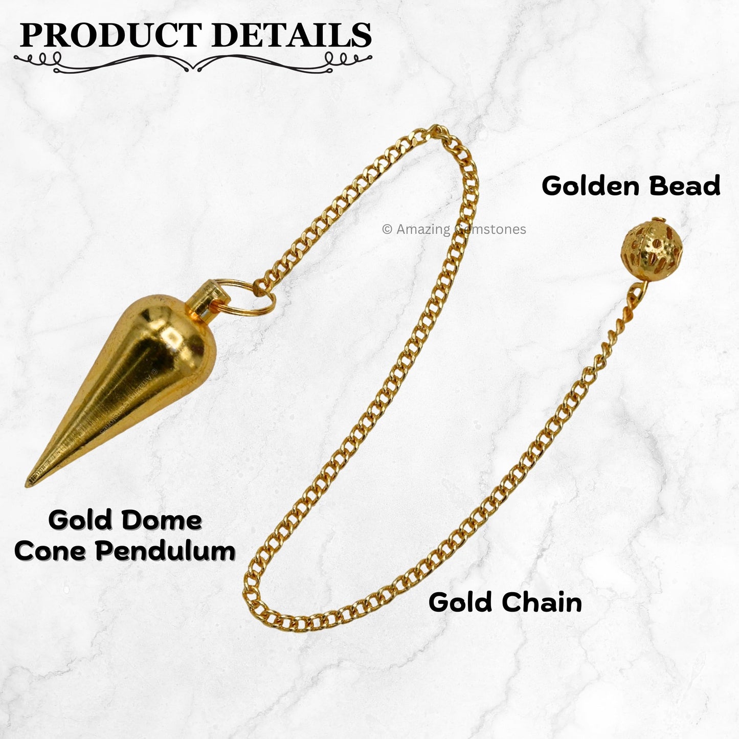 Amazing Gemstone Healing Metal Pendulums for Divination, Gold Dome Cone Steel Copper Pendulum High Energy Pendulo de Bronce Pendulos de Mesa MP6