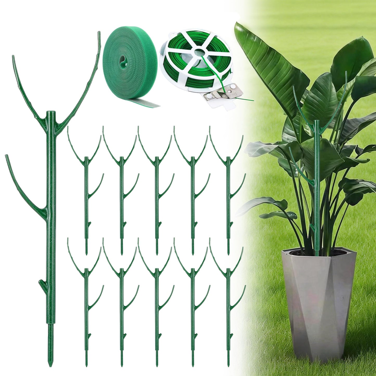 10 Pack Stackable Plant Support Stakes - Climbing Support for Indoor & Outdoor Use - Garden Accessories for Monstera, Pothos, Philodendron - Aesthetic Alternative to Moss Poles & Trellises