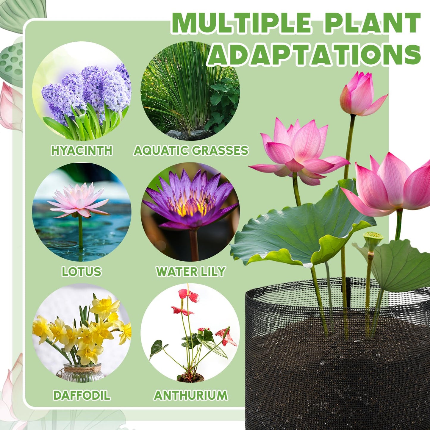 Beeveer 8 Pcs Pond Plant Baskets, Square Reusable Aquatic Planting Bags Breathable Mesh Garden Water Plant Pot for Water Lily Gladiolus Bog and Terrestrial Plants (7 Inch,Square)