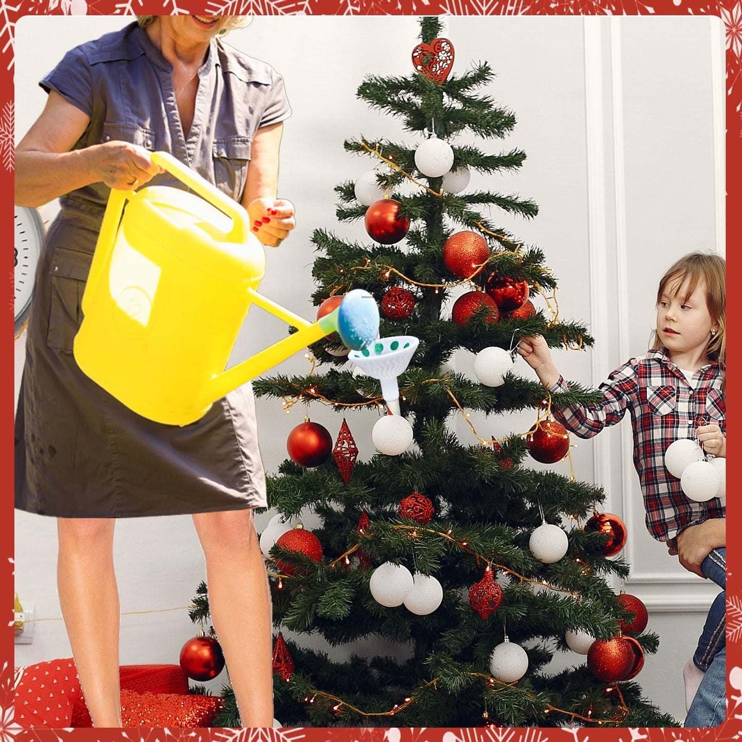 JJI Christmas Tree Watering System with Long Funnel Christmas Tree Watering Funnel Christmas Decorations (Mushroom Green)