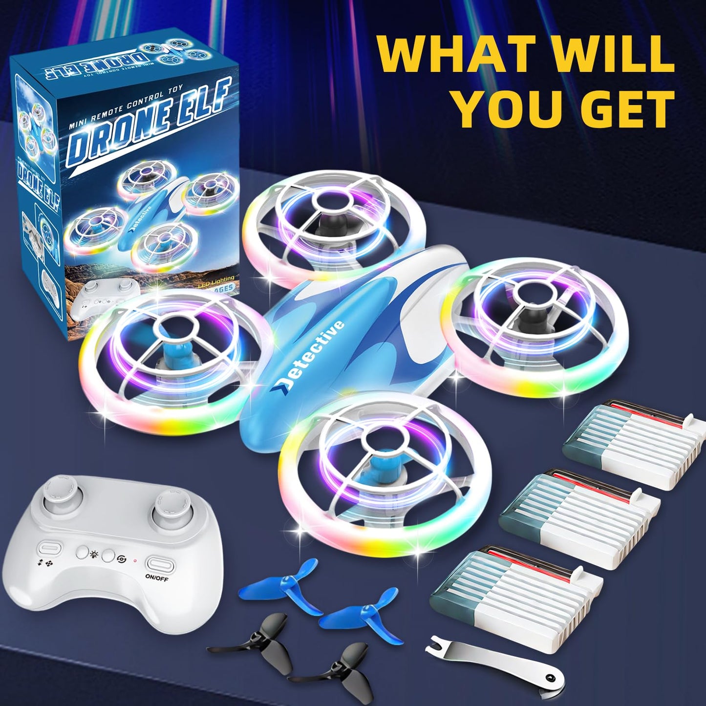 Mini Drone for Kids, Christmas Birthday Gifts for Boys Girls Beginners, Quadcopter Toy with LED Light, Propeller Full Protect, 360 Flips, 3 Batteries, Headless Mode, Remote Control