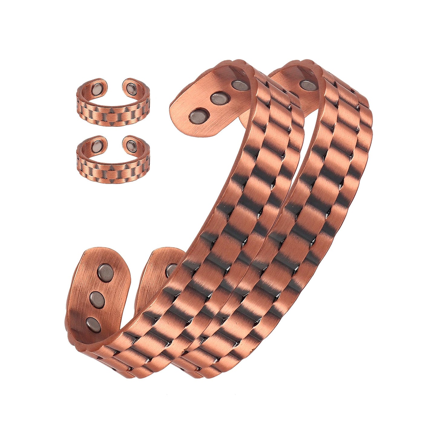 FASCIO Pure Copper Bracelet for Men Women with Healing Magnets,Adjustable Size Bangles with box