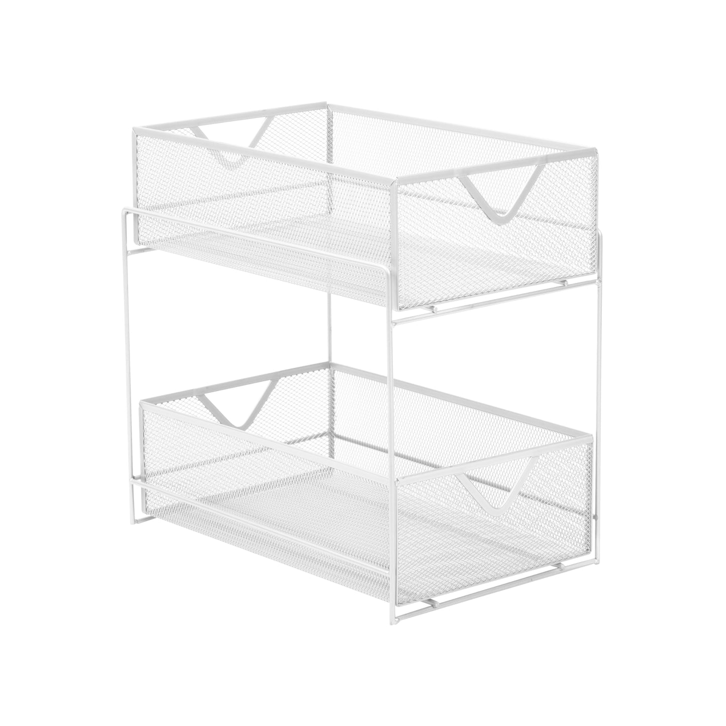 Mind Reader Accessory Organizer, Supply Storage, Makeup, Crafts, Office, Kitchen, Metal Mesh, 8.25"L x 12.5"W x 12.5"H, White