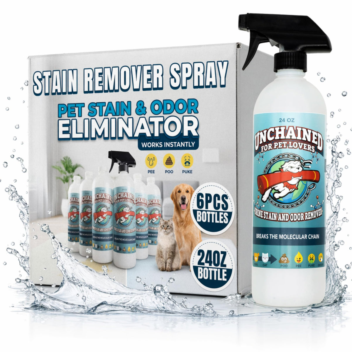 Unchained Pet Stain And Odor Remover Spray (144 Ounce)
