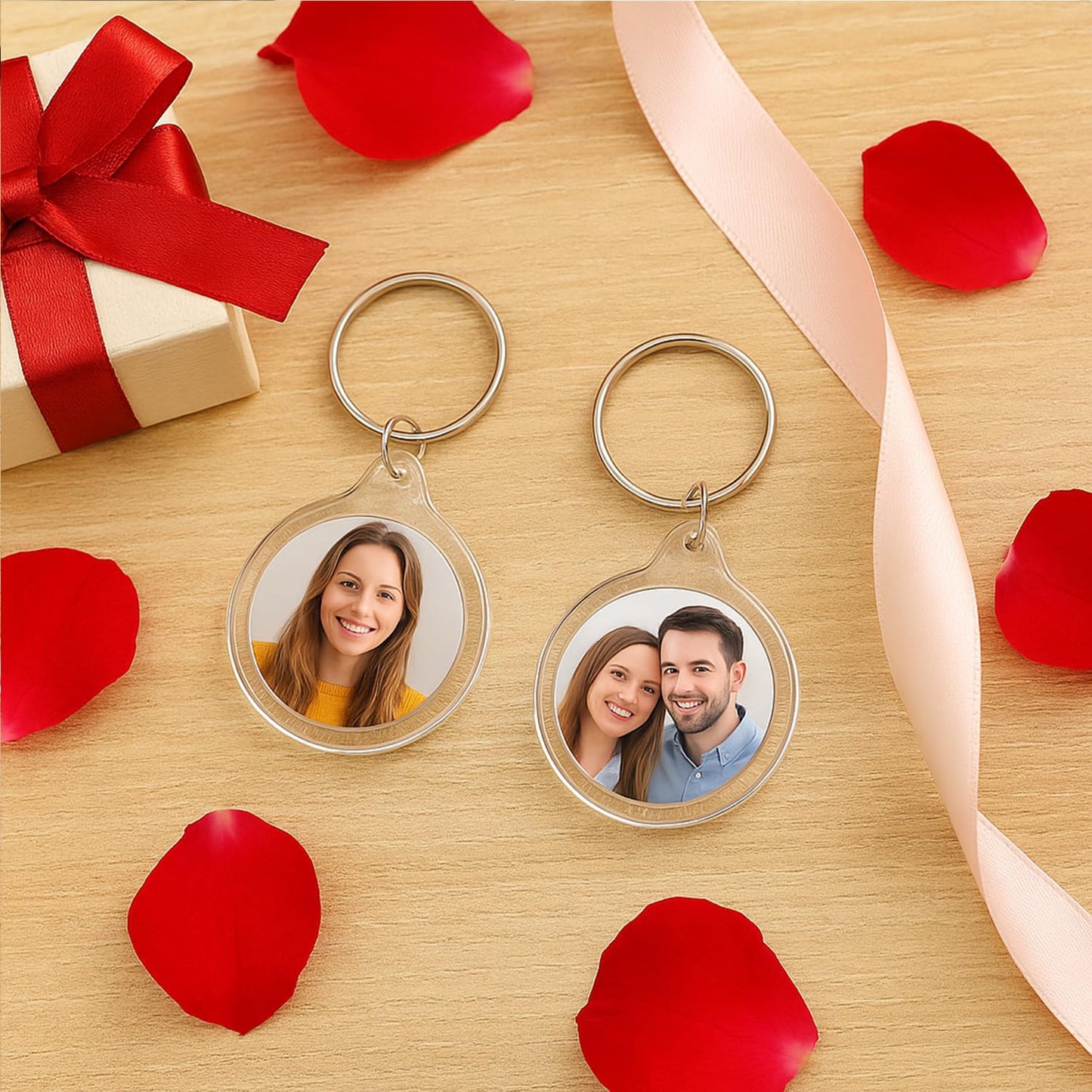 ROHIJALE 40Packs Clear Round Photo Keychains Outer diameter 1.57 Inch DIY Acrylic Blank Keychain Inserts Transparent Plastic Photo Frame Key Ring for Personalized Picture, Logo, or Crafts