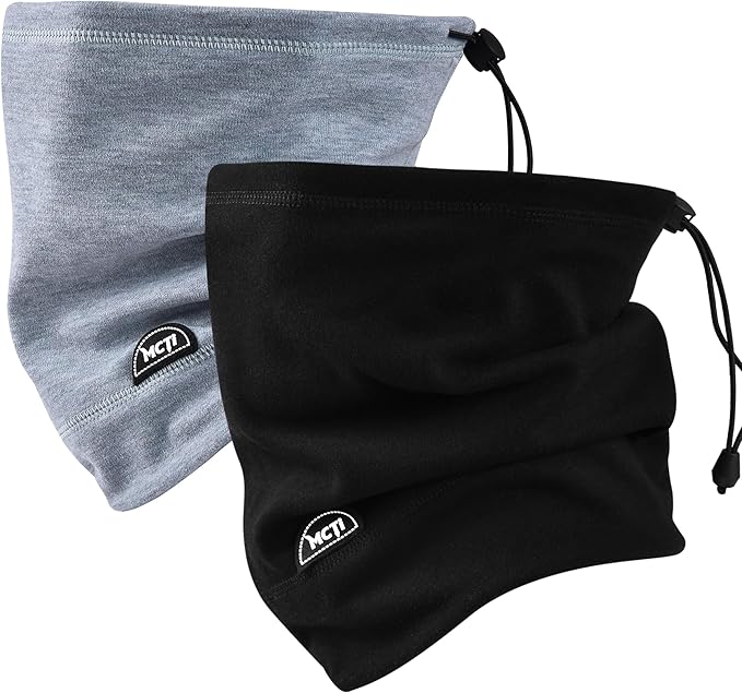 MCTi Neck Gaiter Warmer Winter Fleece Scarves Beanie Hat for Skiing Cycling Elastic Closure