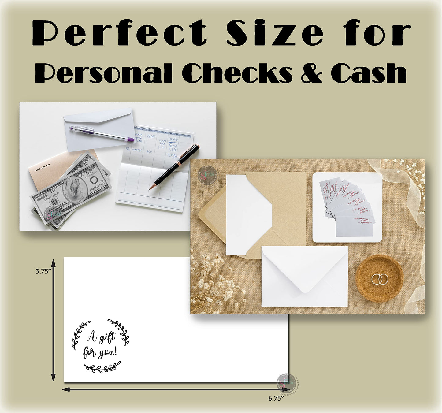 Cash Envelopes For Gifts (3.75 X 6.75) - 50 Qty - Tithe Envelopes & Offering Envelopes For Church - Cash Gift Card Wedding Envelopes - Money Envelopes For Cash Gifts