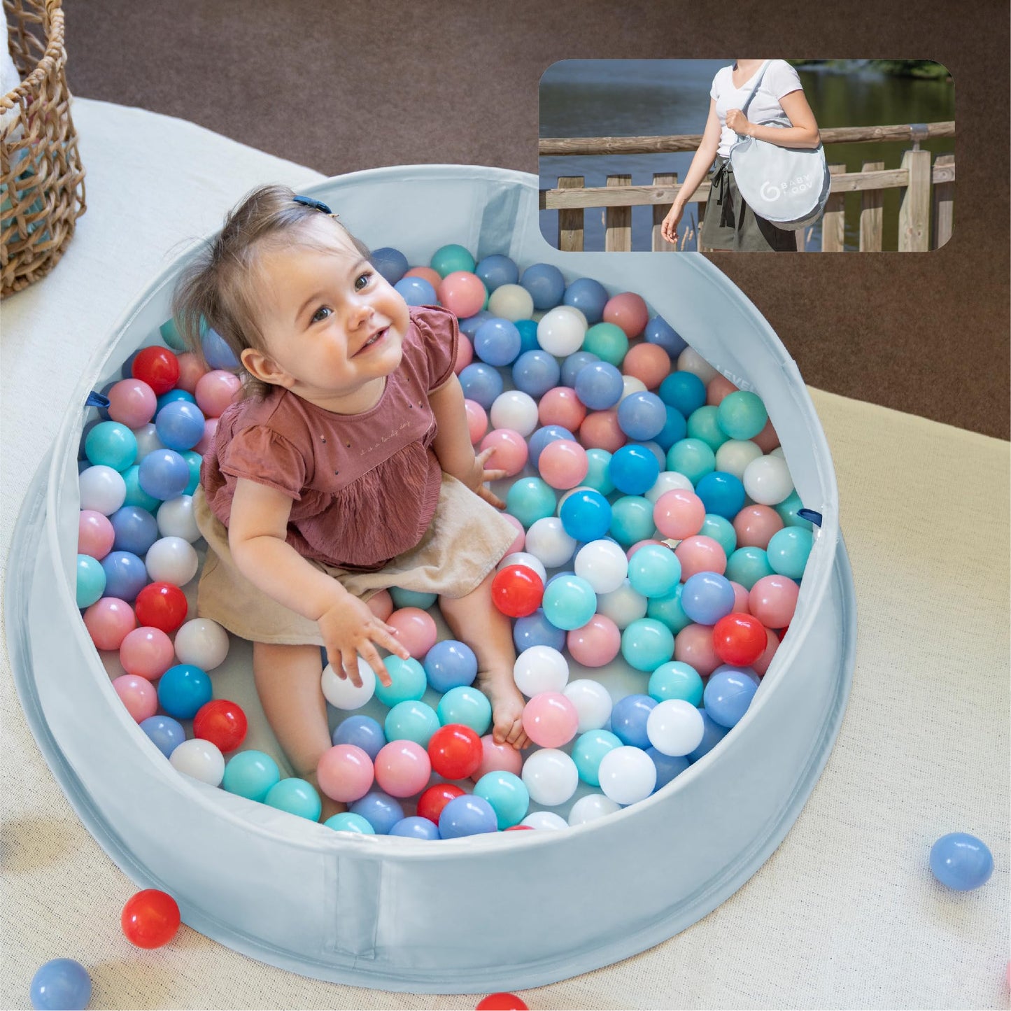 Babymoov Aquani Tent & Pool 3 in 1 Pop Up Tent, Kiddie Pool and Play Area (Summer 2024 Essential), Marine, One Size