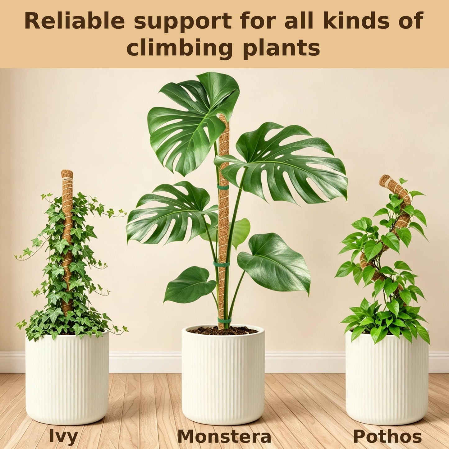 4 Pack Moss Pole, 2 Pack 28" & 2 Pack 48" Bendable Monstera Plant Support, Plant Stakes for Climbing Indoor Plants, Coco Coir Moss Pole for Potted Plants, Pothos, Philodendron