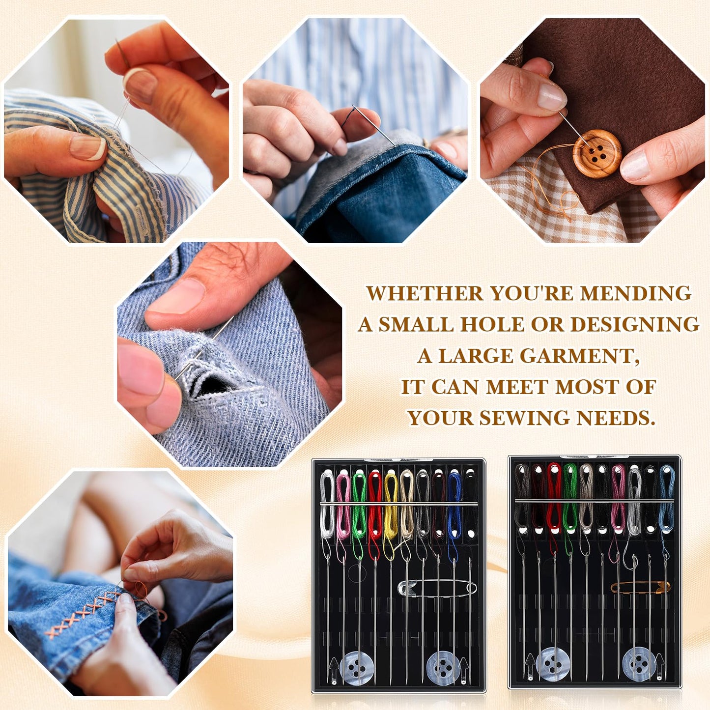 XunYee 36 Boxes Mini Sewing Kit Bulk Easy Pre Threaded Needle Kit Travel Sewing Threaded Needle Holder Small Home Travel Box with Pin Button, Assorted Colors