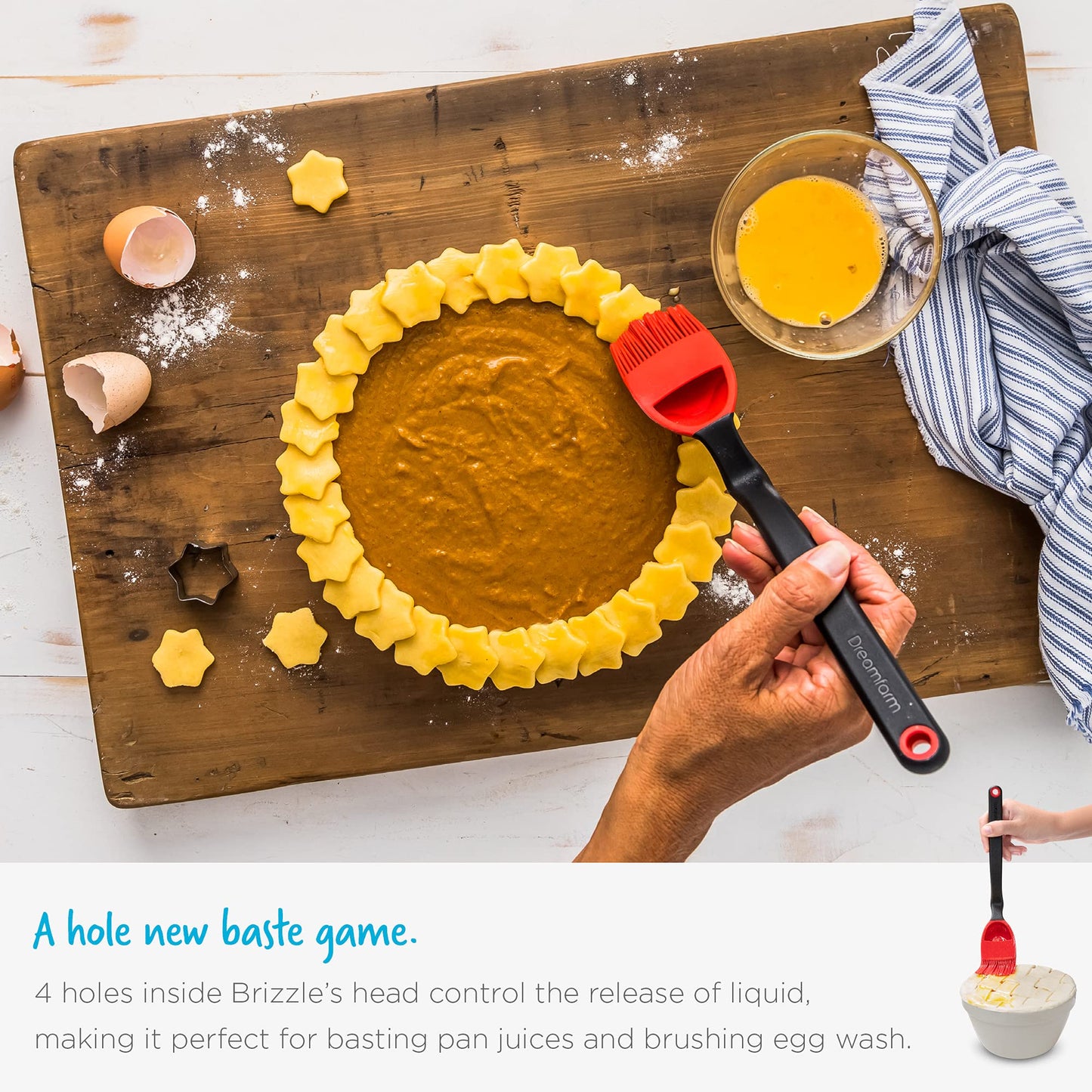 Dreamfarm Brizzle 3-In-1 Flexible Silicone Sit-Up Basting, Drizzle, Scooping Brush with In-Built Sauce Resevoir - Black