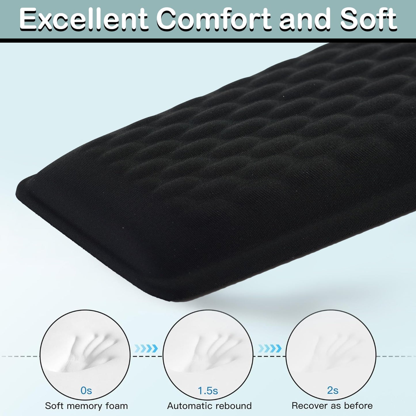 Ergonomic Memory Foam Keyboard Wrist Rest Pad, Extra-Wide Black, Soft Non-Slip Arm Cushion for Computer, Laptop & Desk | Pain Relief & Typing Comfort for Office & Gaming Use