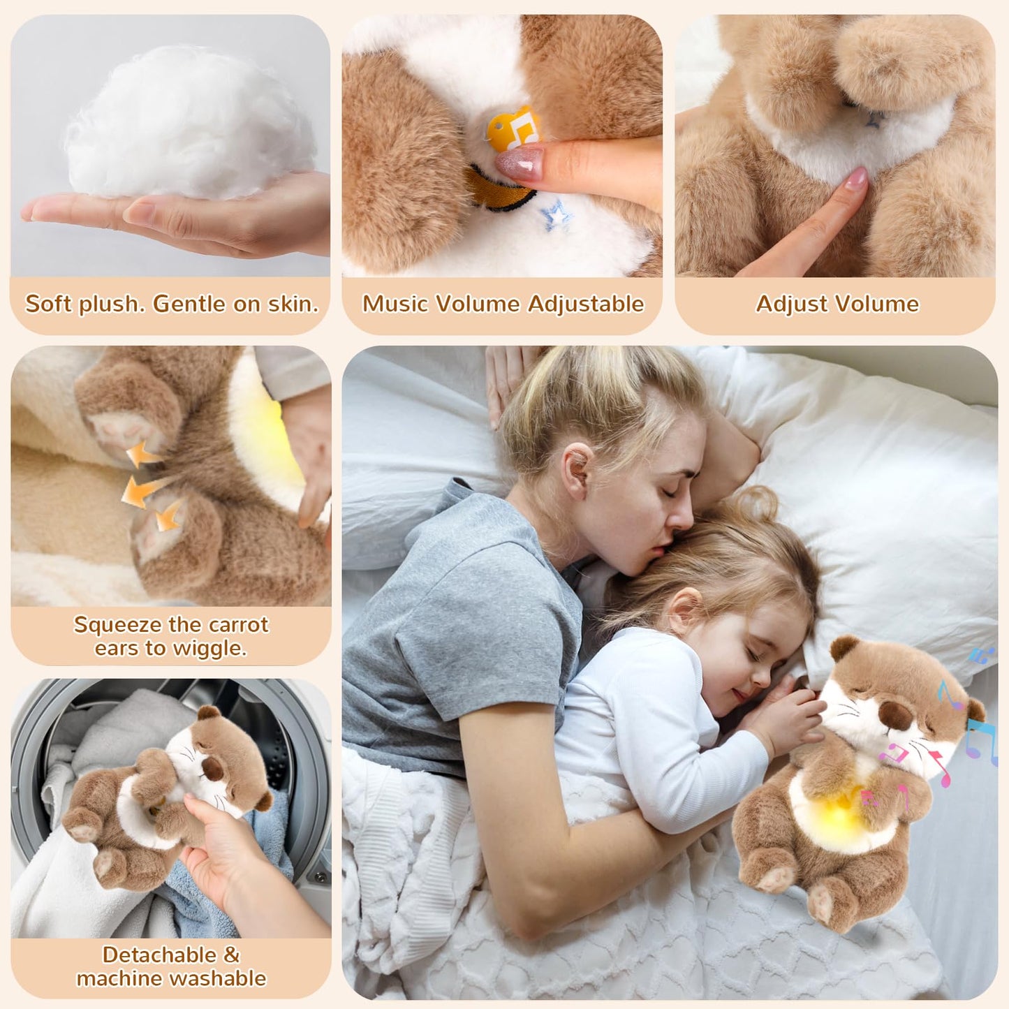 FATIRO Breathing Stuffed Animal Otter Plush, Breathing Otter Plush with Soft Light & Music, Interactive Otter Toy with Volume Control Cute Breathing Plush for Adults and Kids