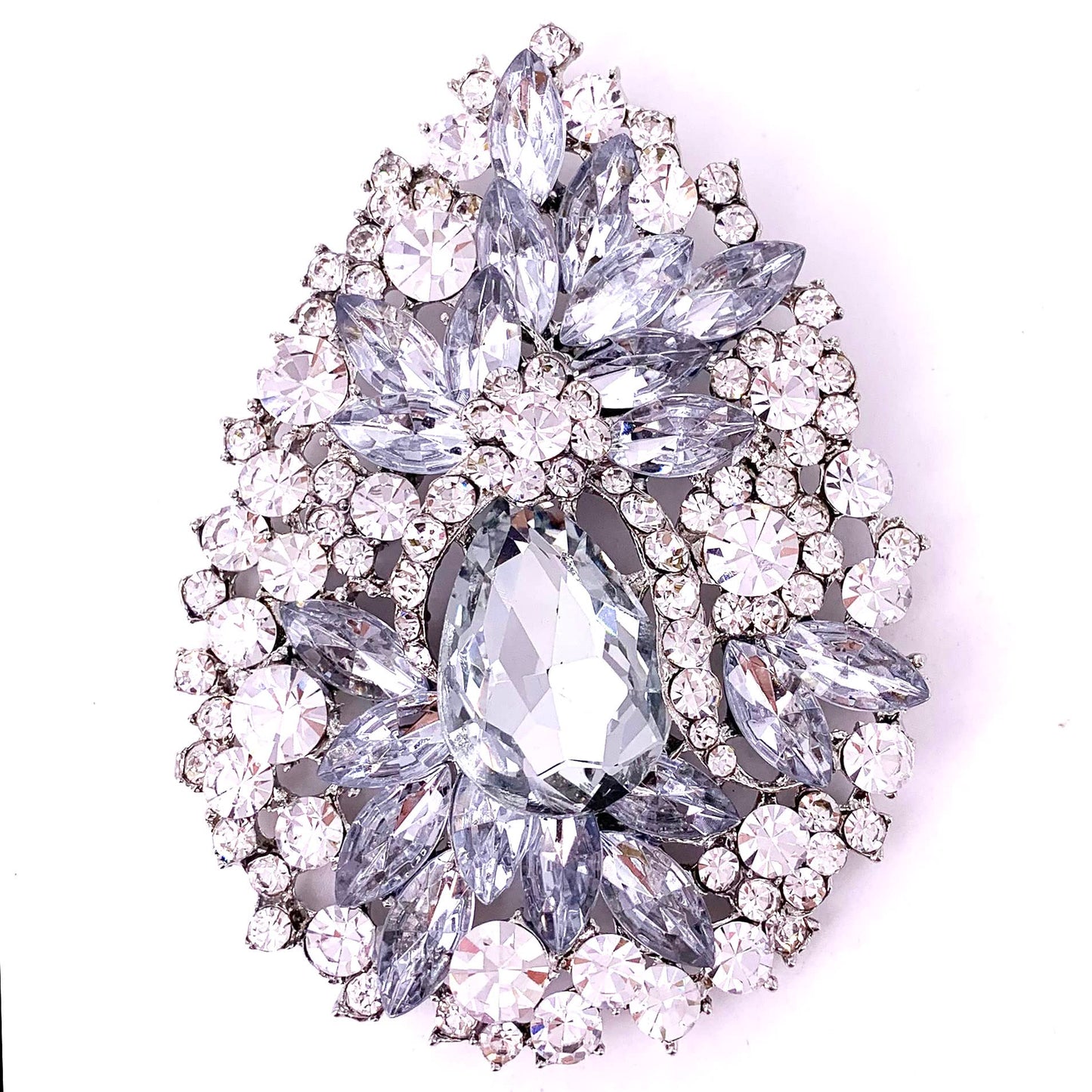 SELOVO Huge Big Large Flower Statement Brooches and Pins Scarf Decoration Gold Tone (Silver)