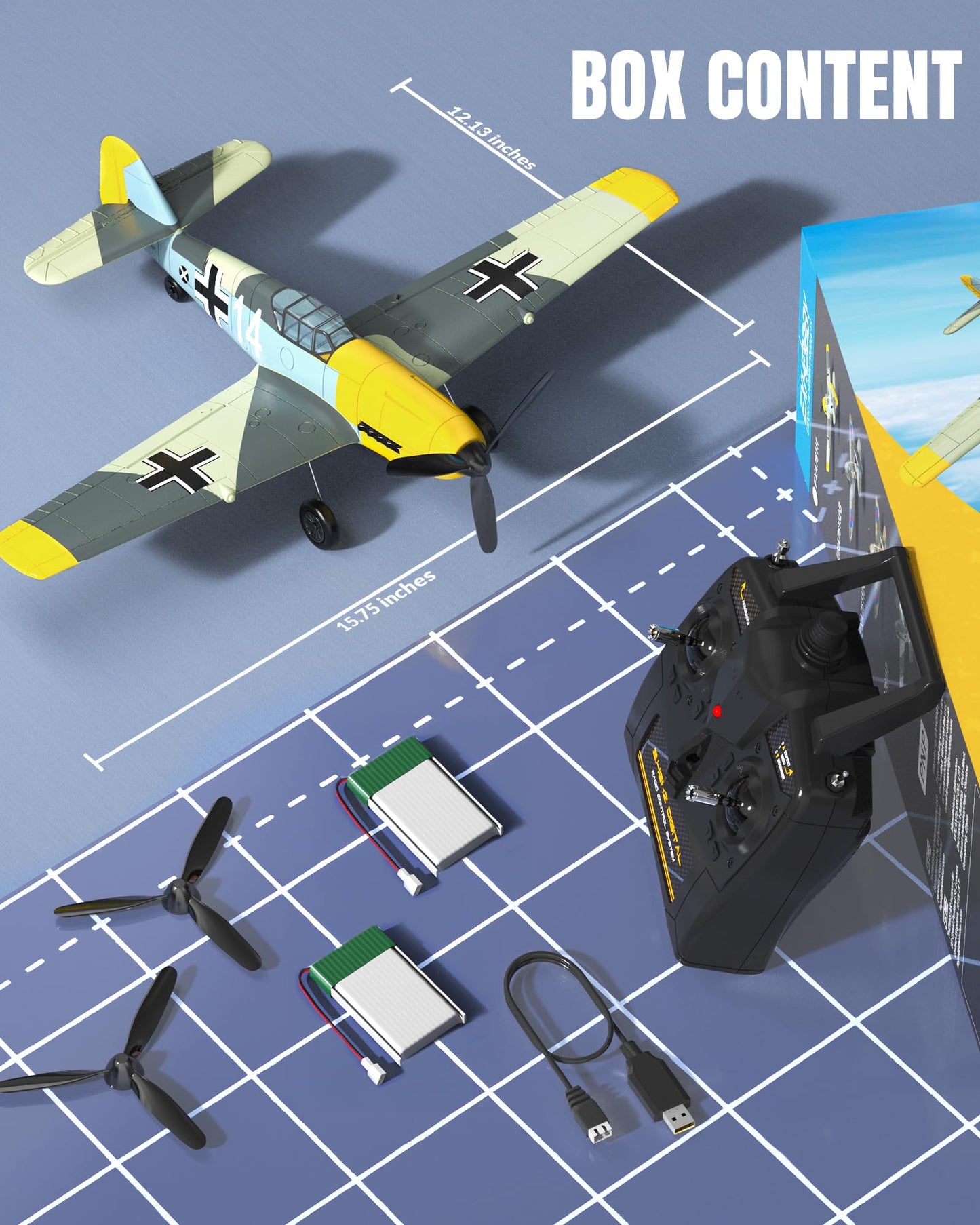 volantexrc RC Plane, 4 Channel Remote Control Airplane BF109 Fighter RTF with Aileron, Gyro, Aerobatics & 3 Modes Easy to Fly, Hobby Radio Controlled Aircraft for Beginners & Adults (Yellow)