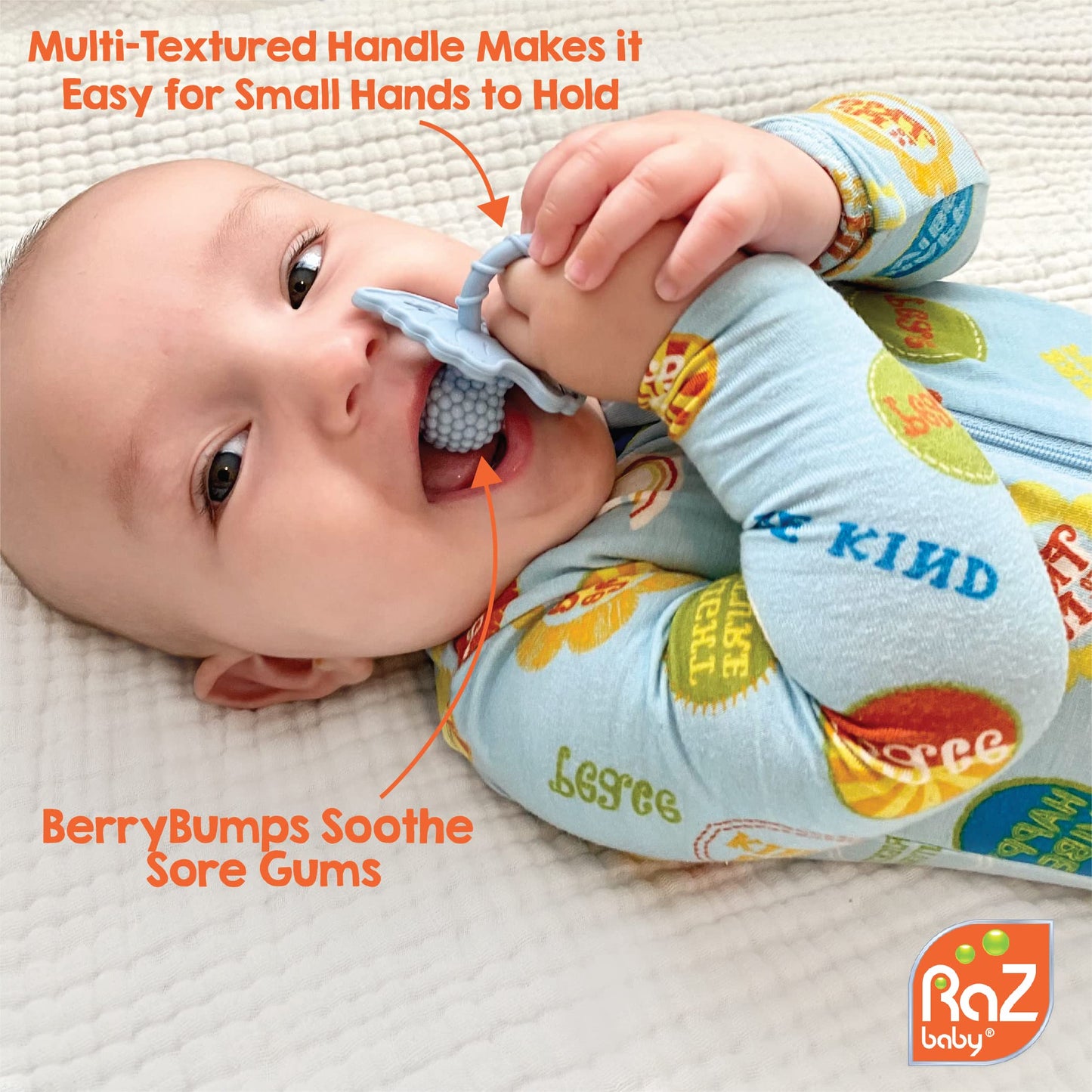 RaZbaby RaZberry (1) & Chompy (2) Teething Relief Pacifiers 3m+ - BPA Free, Easy-to-Hold Design to Soothe Sore Gums