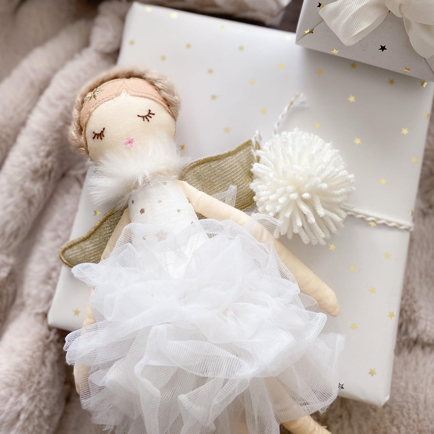 MON AMI Adele Small White Angel Stuffed Doll – 15”, Soft & Cuddly Plush Doll, Use as Toy or Room Decor, Great Gift for Kids of All Ages