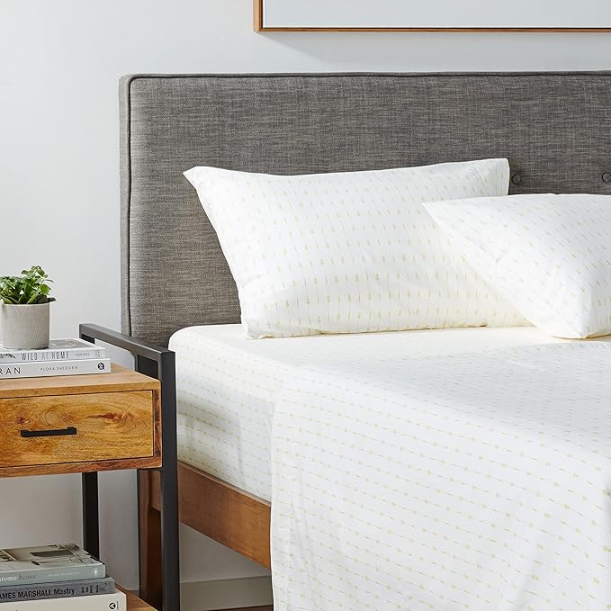 Tommy Bahama - King Sheets, Cotton Percale Bedding Set, Crisp & Cool, Stylish Bedding Set (Pineapple Pinstripe Yellow, King)