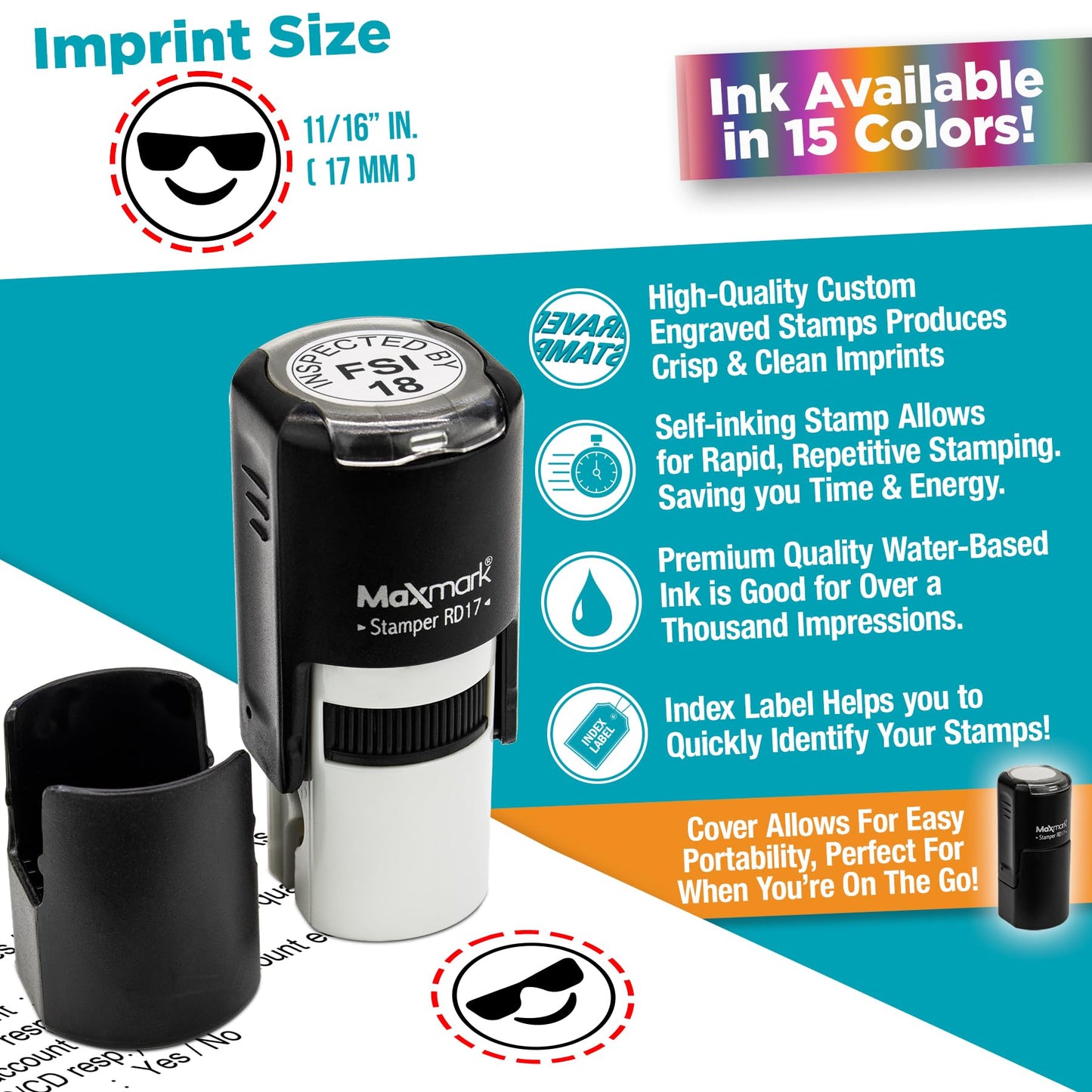 MaxMark Round Self Inking Halloween Stamp - Crow - Black Ink