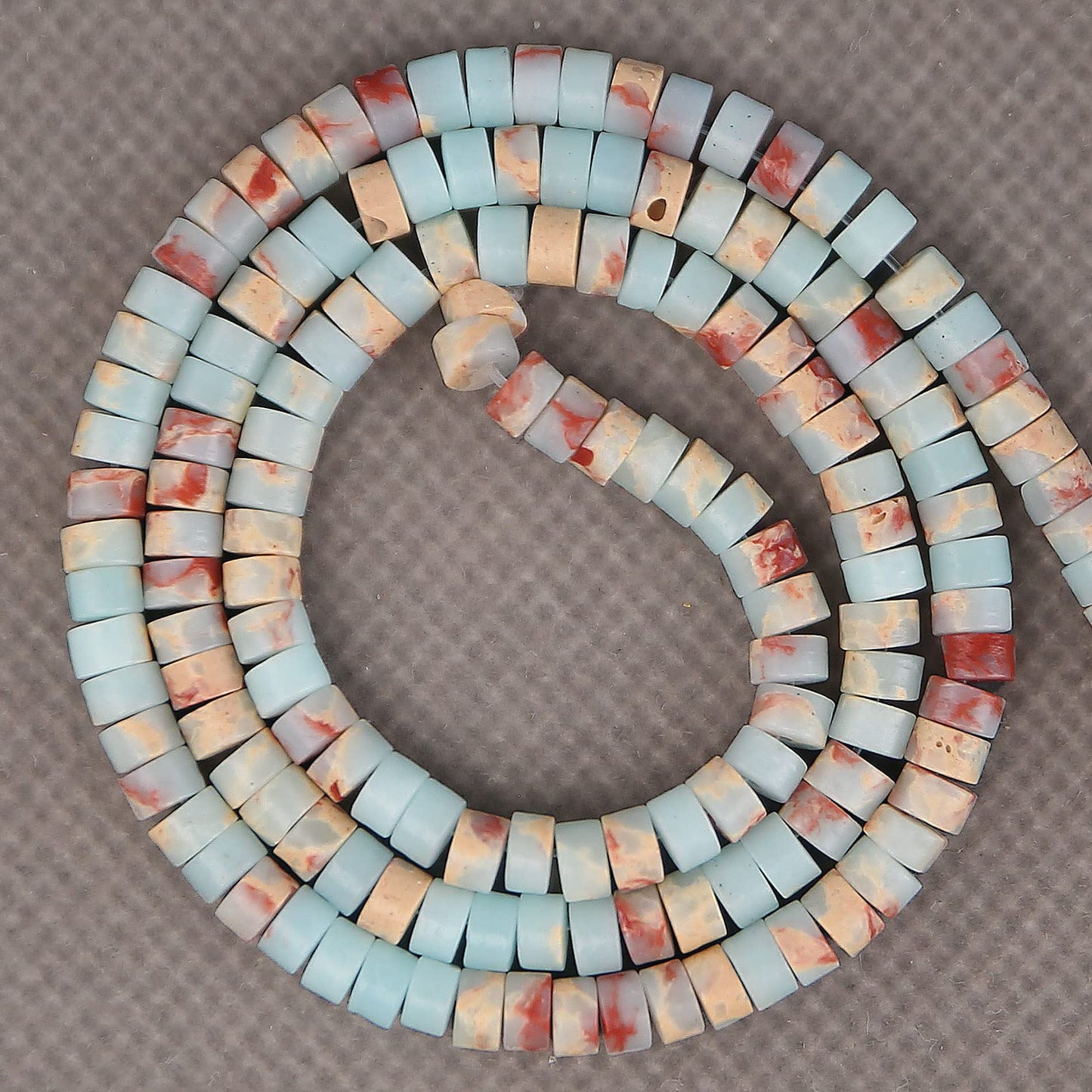 BONNY BOXX 150PCs Natural Snake Skin Imperial Jasper Spacer Beads, Loose Semi Precious Flat Round Gemstone Heishi Disc Stone Beads for Beading Jewelry Making 4mm*2mm