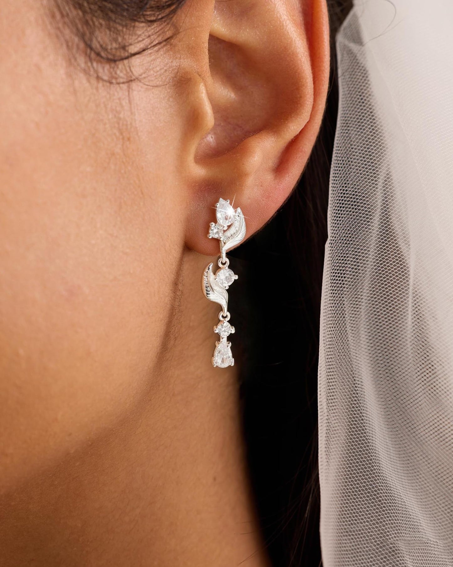 925 Sterling Silver Dangle Earrings for Women Trendy Brides Drop Dangle Cubic Zirconia Elegant Prom Bridal Bridesmaids Wedding Anniversary Dangling Jewelry