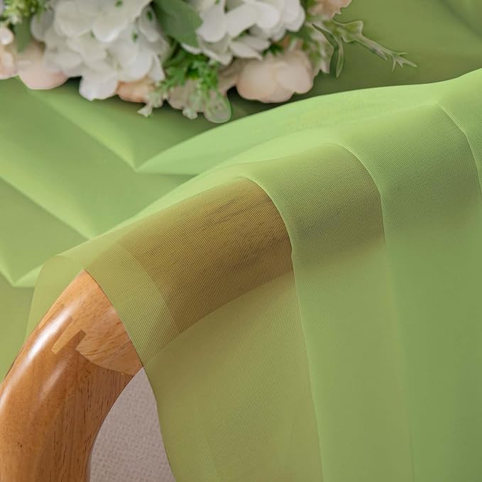 Chyhomenyc Sheer Curtains 54 Inch Long 2 Panels Set, Light Filtering Short Soft Airy Short Cafe Curtains, Modern Rod Pocket for Dinning Living Room Bedroom, Each 42Wx54L in, 2PCS, Lime