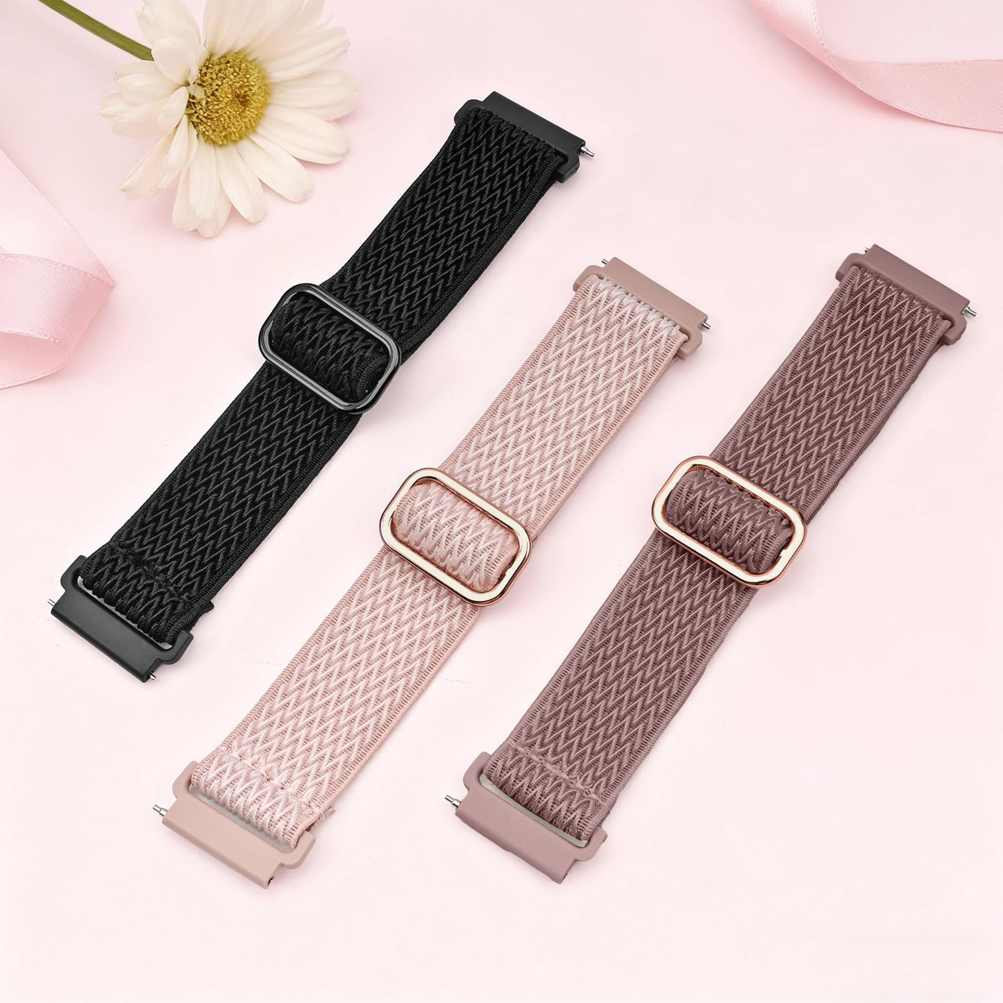Tovimall 3 Pack ID208 Plus Smart Watch Bands for Fitpolo/Quican/Aeac/Tensky ID208 Plus Smartwatch, 22mm Elastic Nylon Replacement Wristband Adjustable Straps for man woman