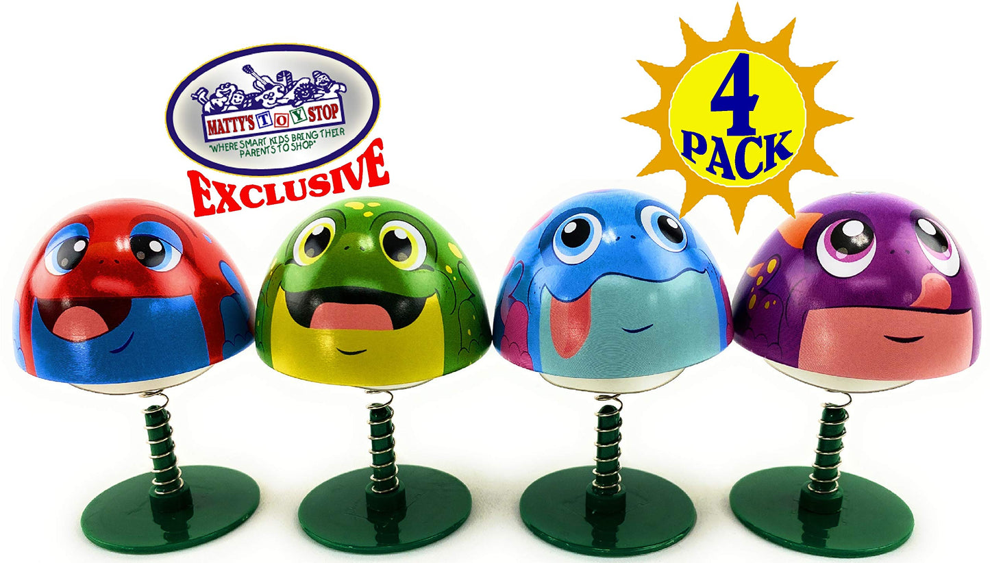 Matty's Toy Stop Schylling Frog Poppers Red, Blue, Green & Purple Complete Gift Set Bundle Storage Bag - 4 Pack
