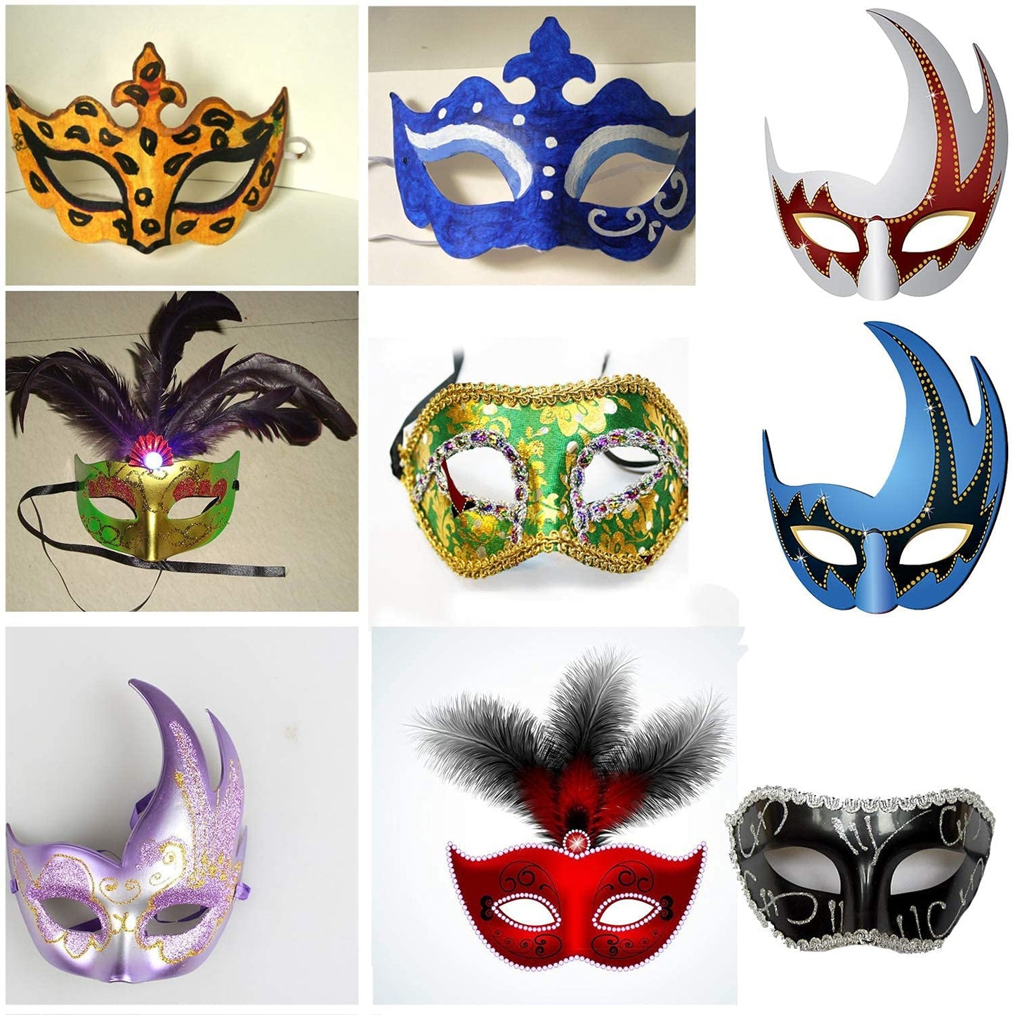 Timtop 14 PCS DIY White Masks Paper Half Face Masquerade Masks Craft Plain Mardi Gras Mask Paintable Blank Halloween Christmas Party Mask